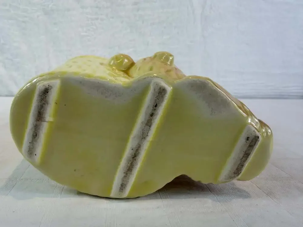 Vintage Royal Copley Planter Vase Brown Cocker Spaniel & Yellow Basket 5” Glaze